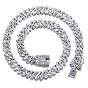 Luxury Wide Cuban Link <b>Chain</b> Moissanite Diamond Hip Hop Necklace White Gold <b>Iced</b> <b>Out</b> Statement Jewelry for Men Women - Product Image 2