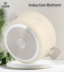 Juego de Utensilios de Cocina de Aluminio Forjado de 10 Piezas con Tapas Metálicas, Revestimiento Antiadherente de Granito, Asas de Acero Inoxidable, Base de Inducción - Product Image 3