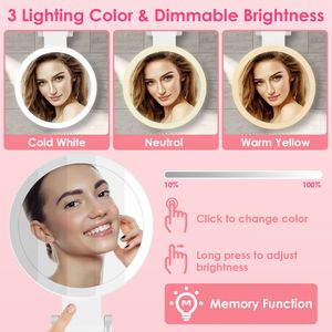 Specchio da Trucco LED Ricaricabile da Viaggio, Bifacciale 20X/1X con Luminosità Regolabile, 3 Colori - Specchio Ingranditore con Luce - Product Image 3