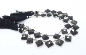Perles de pierres précieuses en labradorite facettée carrée, taillées et percées sur le côté, 10-14MM, qualité supérieure, perles fantaisie en labradorite, 7 pouces, pour bijoux - Product Image 4