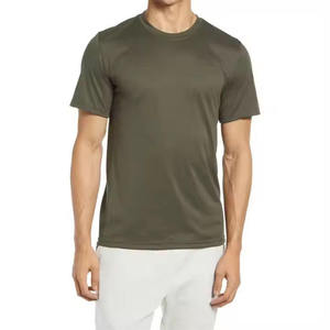 Men's <b>Olive</b> <b>Green</b> Short Sleeve O-Neck Printed <b>T</b>-<b>Shirt</b> Solid Color Knitted Casual Oversized Fit 100% Cotton Quick Dry Jersey - Product Image 1