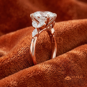 แหวนหมั้นทองคำขาว 14K/18K ทรงวงรีประดับเพชรทรงมาร์คีส์ด้านข้าง |   แหวนเจ้าสาวสามเม็ดสไตล์โรแมนติกสำหรับผู้หญิง - Product Image 2