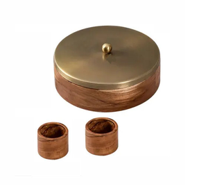 Wood Spice Box Handcrafted Brass Carved Design Herb Container High Quality Wooden <b>Storage</b> For Spices Most Selling - Product Image 2