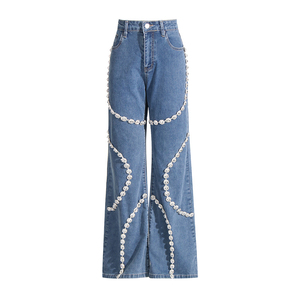 Fournisseur de pantalons cargo en denim streetwear baggy à faible MOQ pour femmes, jeans baggy évasés, pantalons cargo multi-poches pour filles - Product Image 5