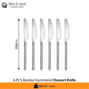 24 PCS Cuchillos de cena de acero inoxidable Juego de cubiertos Bambú martillado - Product Image 2
