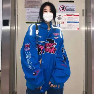 Veste de moto vintage pour femme, style baseball épaissi, coupe-vent, imprimé à franges, manteau automne-hiver - Product Image 5