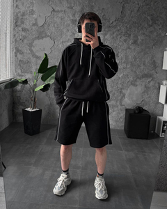 Conjunto de Sudadera Corta con Capucha y Logotipo Personalizado 2026 para Verano, Conjunto de 2 Piezas de Sudadera con Cremallera y Pantalones Cortos de Ciclista para Mujer, Ropa Deportiva de Dos Piezas para Mujer - Product Image 5
