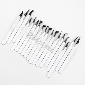 Pince à épiler de précision en acier inoxydable à pointe plasma noire, avec poignée diamantée, pointe droite et fibre, pour isolation des cils - Product Image 2