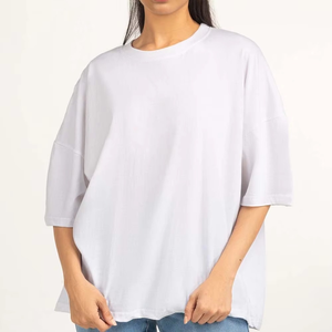 Camiseta Oversize de Alta Calidad para Mujer, Venta al por Mayor, Manga Corta, Cuello Redondo, Algodón, Informal, Cómoda para Uso Diario - Product Image 1