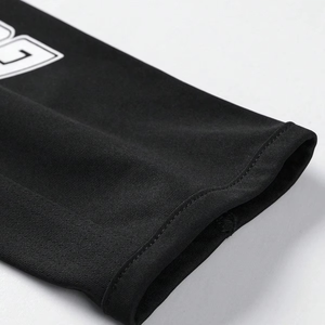 Sudadera con Capucha Negra para Hombre, Corte Ajustado, Manga Larga, Tejida, de Secado Rápido, Estilo Casual Otoñal, Color Sólido, Sin Forro - Product Image 3