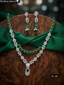 <b>Silver</b> Plated Brass Women's Bridal Set <b>Choker</b> Necklace Drop Earrings Tikka Ethnic Zircon Trendy Wedding Engagement Anniversary - Product Image 1