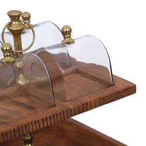 Clear Acrylic Cake <b>Dome</b> Display Cover Wooden Cake Stand Brass <b>Ring</b> Baking Show Window for Bakery Counter - Product Image 1