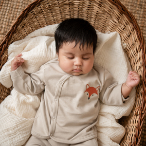 <b>Cot</b> & Candy Organic Baby Clothing <b>Set</b>-Kimono Top with Footed Diaper Pant in Grey - Product Image 6