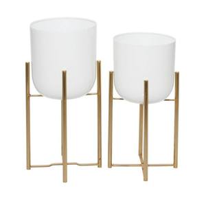 Pot de fleurs en métal minimaliste de style scandinave avec support en fer, porte-plantes d'intérieur pour la décoration moderne de la maison et du jardin - Product Image 1