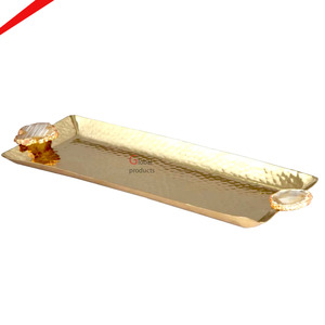 Bandeja Decorativa de Diseño Moderno para el Hogar, Bandeja de Lujo Hecha a Mano en Oro, Plato Decorativo para Servir, Bandeja y Plato Decorativo para Bodas - Product Image 3