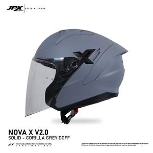 Casco JPX Nova X V2 de media cara en color gris gorila mate, con doble visera y un diseño elegante de color sólido para el piloto moderno. - Product Image 2