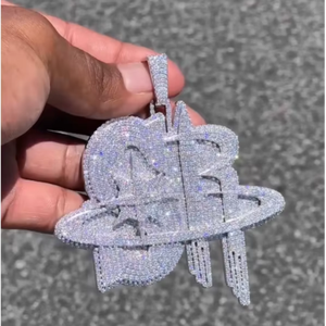 Colgante Personalizado de Hip Hop para Hombre con Diamantes de Laboratorio y Moissanita, Plata de Ley 925, Letra Inicial o Nombre - Product Image 1