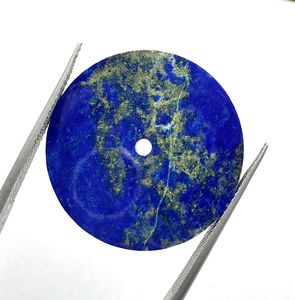 Lapis-lazuli naturel bleu, cadran rond plat 31,5 mm, qualité excellente, pierre précieuse en vrac, idéal pour la fabrication de bijoux avec perçage gratuit - Product Image 2