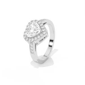 Bague solitaire en or 14 carats pour femme Aarinya avec diamant de laboratoire taille cœur et halo pavé festonné - Product Image 6