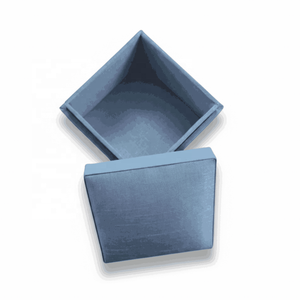 Luxury Dusty Blue Silk-Look Fabric <b>Gift</b> <b>Box</b>, Plain Square Lift-Off <b>Lid</b> Wedding Favor <b>Box</b> - Product Image 4