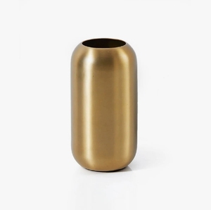 Jarrón de Metal de Latón Cepillado Hecho a Mano, Recipiente Decorativo Cilíndrico Moderno, Centro de Mesa de Lujo para Sala de Estar, Decoración de Mesa - Product Image 1