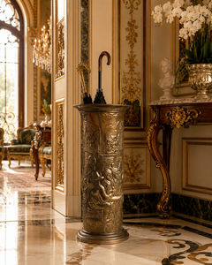 Porte-parapluie en laiton antique, support autoportant à capacité unilatérale pour la décoration des halls d'hôtel - Product Image 1