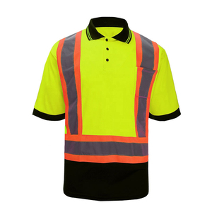 Hot Selling Men's Hi Vis Knitted Safety for <b>Shirt</b> Custom Logo Reflective Waterproof 100% Cotton Anti-Wrinkle Casual Short - Product Image 1