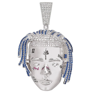 <b>Iced</b> <b>Out</b> <b>Chain</b> Hip Hop Singer Commemorate Pendant Men's Silver Necklace Cubic Zirconia Sparkling Bling Jewelry Gift For Him - Product Image 4