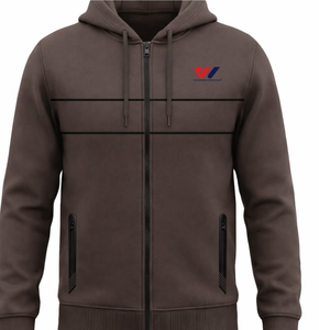 Men's <b>Brown</b> Full Zip Hooded Sweatshirt <b>Fleece</b> Track Jacket Streetwear Casual Winter Outerwear Casual Wear with Custom Logo - Product Image 6