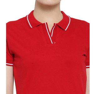 Women <b>Short</b> <b>Sleeve</b> Polo Shirt Solid Color Contrast Collar <b>Button</b> <b>Up</b> Casual Knitted Top Custom Logo - Product Image 2
