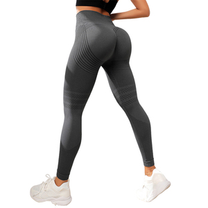 <b>Women</b> Compression Stretchy Non See Through Girls Clothing <b>Leggings</b> Tie Dye Ombre Ribbed Seamless Scrunch <b>Legging</b> Wholesale - Product Image 3