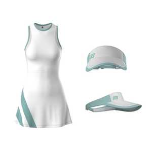 Women's Tennis Wear Set Navy <b>Blue</b> Sleeveless <b>Crop</b> <b>Top</b> Skirt Visor Quick Dry Sportswear Kit Custom Logo Tennis Dress For Women - Product Image 4