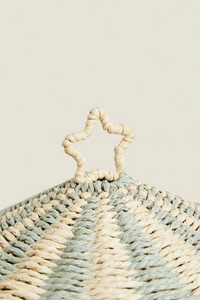 Natural rattan wicker <b>storage</b> <b>chest</b> for children, colorful round <b>storage</b> basket with lid. - Product Image 5