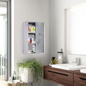 Armadietto per Medicinali in Acciaio Inox con Serratura 30x50 cm, 3 Ripiani per Bagno, Armadietto Medico - Product Image 2