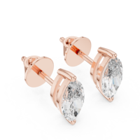 Pendientes de Lujo con Diamantes Naturales Tallados en Marquesa, Engaste de Bisel en Oro de 18K, Cierres de Rosca Seguros, Estilo Vintage, Elegantes y Minimalistas
