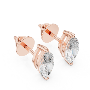 Boucles d'oreilles clous de luxe en diamant naturel taille marquise, sertissage clos en or 18 carats, fermoirs à vis sécurisés, style vintage élégant et minimaliste - Product Image 2