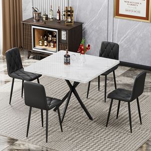 Mid Century Modern <b>Square</b> Dining <b>Table</b> for 4-6 People <b>Kitchen</b> Dining Room or Office Multifunctional Coffee <b>Table</b> - Product Image 6