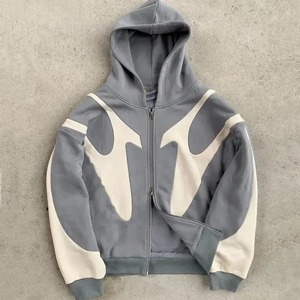 Sudadera con Capucha y Cremallera para Hombre Relevo Industries, Diseño Color Block, Estilo Urbano, Corte Regular, Negro Gris Poliéster, Otoño - Product Image 5