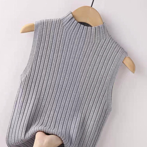 Women's Casual & Party wear tank <b>Top</b> High Demand Summer Inner Wear Short Mid-neck Knitted Sleeveless T-shirt for Women - Product Image 3