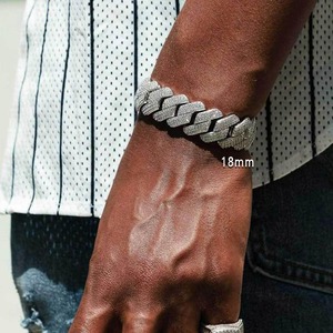 Bracelet cubain de luxe en argent 925 avec diamants VVS de 18 mm, chaîne à maillons lourds entièrement sertie de diamants pour homme, bijoux hip-hop tendance - Product Image 3