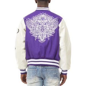Blouson Bomber de Baseball Personnalisé en Laine Unie avec Logo Brodé pour Homme – Style Hip Hop Urbain Hiver – Vente en Gros - Product Image 2