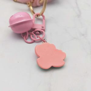 Adorable Llavero de Campana Rosa Pastel con Flores, Hecho de Resina Plástica, Lindo y Moderno para Uso Diario de Chicas y Mujeres - Product Image 2