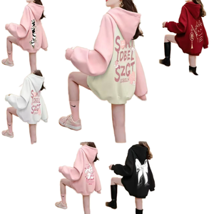Womens Oversized Hooded Sweatshirt Long Cotton Knitted Autumn Casual Letter Print <b>Drop</b>-Shoulder Full Sleeve Breathable <b>Back</b> Logo - Product Image 1