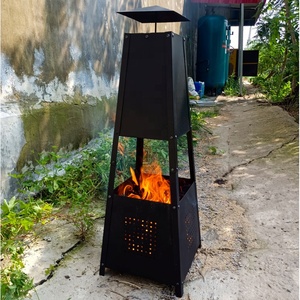 Chimenea <span class=keywords><strong>Exterior</strong></span> Multifuncional Moderna en Oferta, Chimenea <span class=keywords><strong>de</strong></span> <span class=keywords><strong>Leña</strong></span> con Construcción <span class=keywords><strong>de</strong></span> Acero al Carbono, Acabado Negro para Uso en el Patio Trasero - Product Image 6