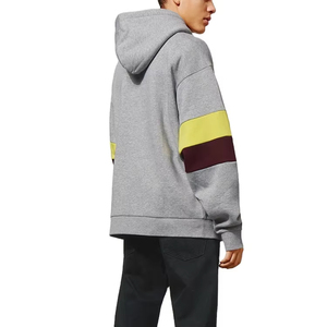 Sudadera con Capucha Extra Grande para Hombre, Diseño Color Block en Gris, Amarillo y Borgoña, Manga Regular, Estilo Casual Otoñal, Felpa Francesa, 100% Algodón - Product Image 4