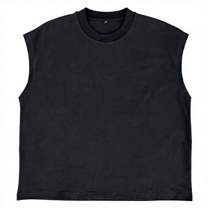 T-shirt sans manches ample en coton tissé 100 % à séchage rapide pour hommes, idéal pour le sport et le streetwear, personnalisable rapidement - Product Image 2
