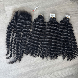 Extensions de cheveux humains vietnamiens de couleur noire Water Curl Lace de fermeture droite naturelle - Product Image 2