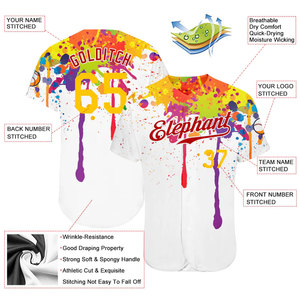 Custom Full Print Baseball Jersey Purple <b>Pink</b> Graffiti Pattern Short Sleeve Breathable Adult Team Uniform Digital Printing - Product Image 5