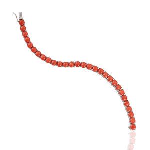 Bracelet tennis classique en argent sterling 925 avec pierres de corail pour femme, serti clos, bijoux fins, prix de gros, faible MOQ - Product Image 6