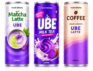 Café Ube Latte de Marca Privada, 250 ml, Café Helado Enlatado, Bebida Cremosa y Suave con Cafeína, Diseño de Etiqueta Gratuito, Muestra Gratuita - Product Image 1